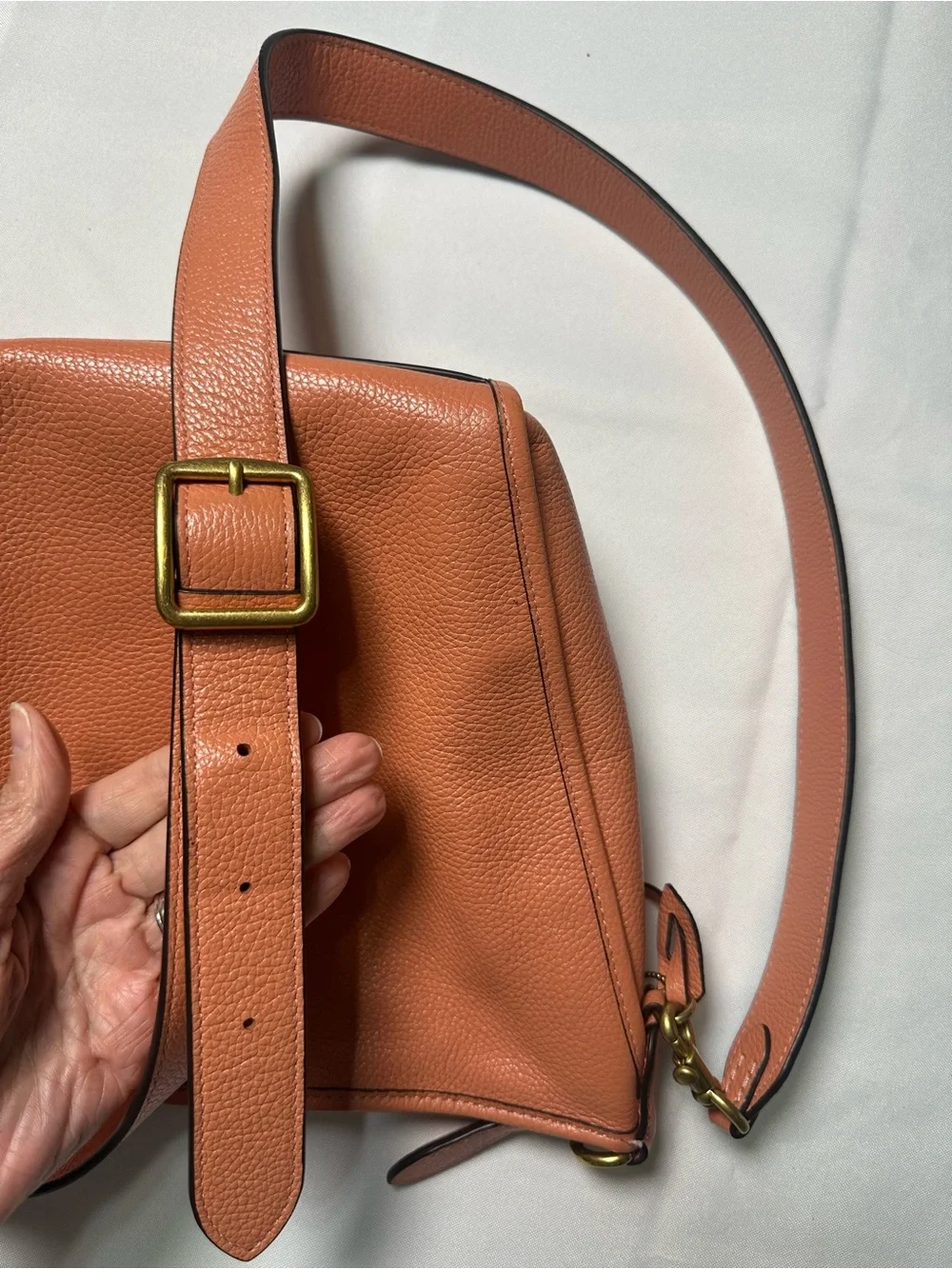 Coach Coral Orange Pebbled Leather Small Dufflet Shoulder Bag